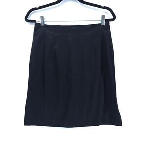 Y2K VTG Gunne Sax Jessica McClintock Black Satin Mini Skirt Side Zipper & Slit 9